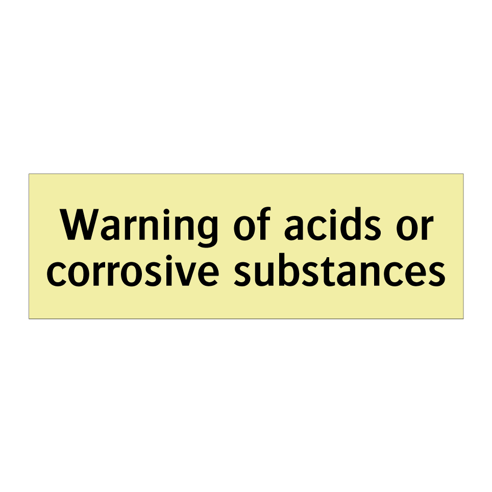 Warning of acids or corrosive substances