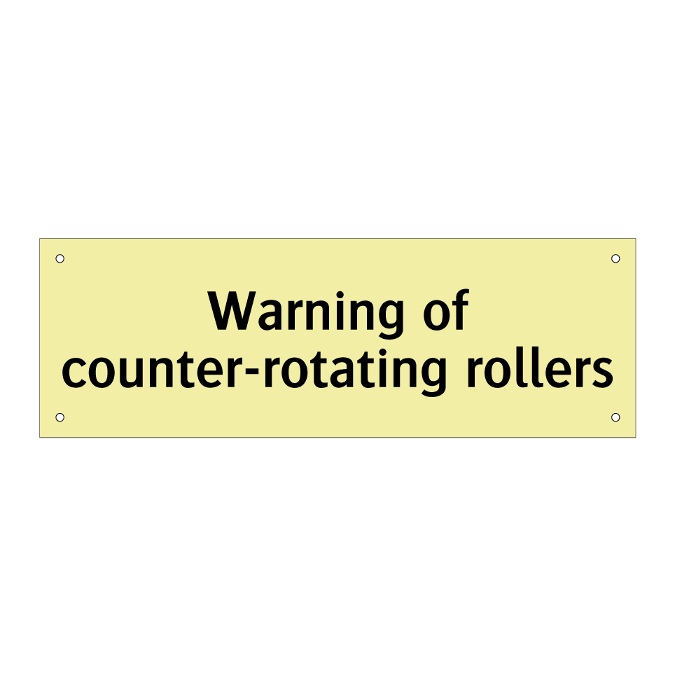 Warning of counter-rotating rollers