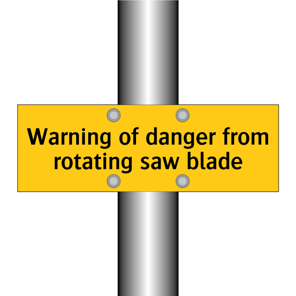 Warning of danger from rotating saw blade