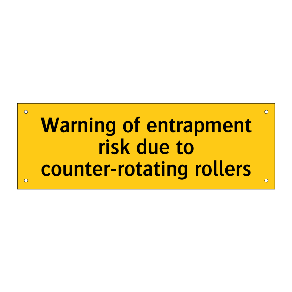 Warning of entrapment risk due to counter-rotating rollers