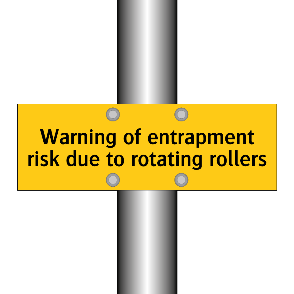 Warning of entrapment risk due to rotating rollers