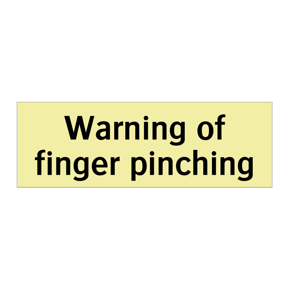 Warning of finger pinching