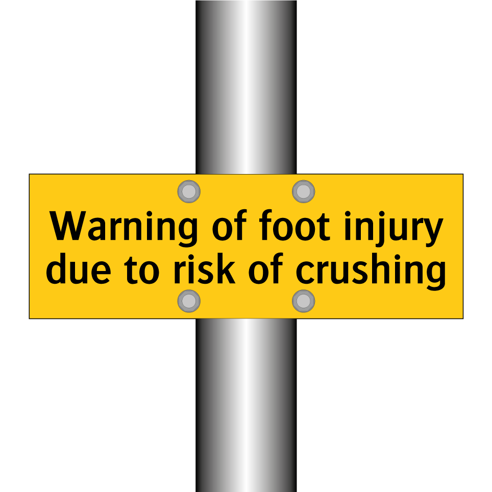 Warning of foot injury due to risk of crushing