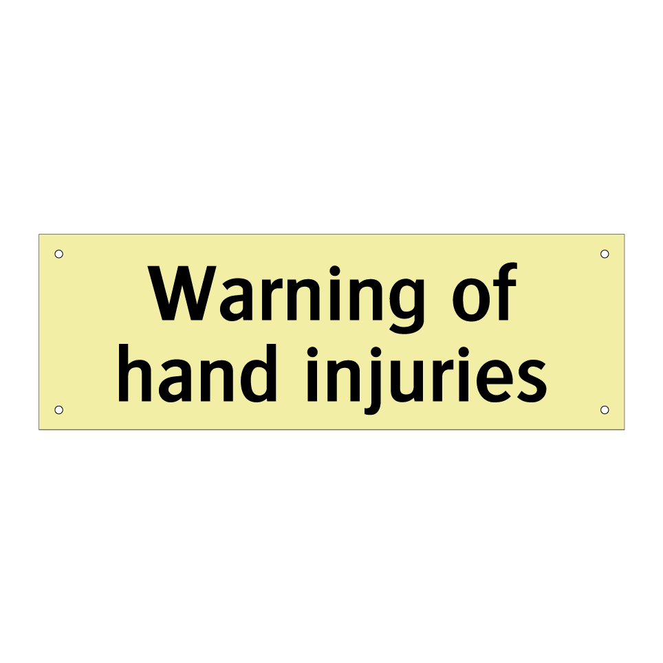 Warning of hand injuries