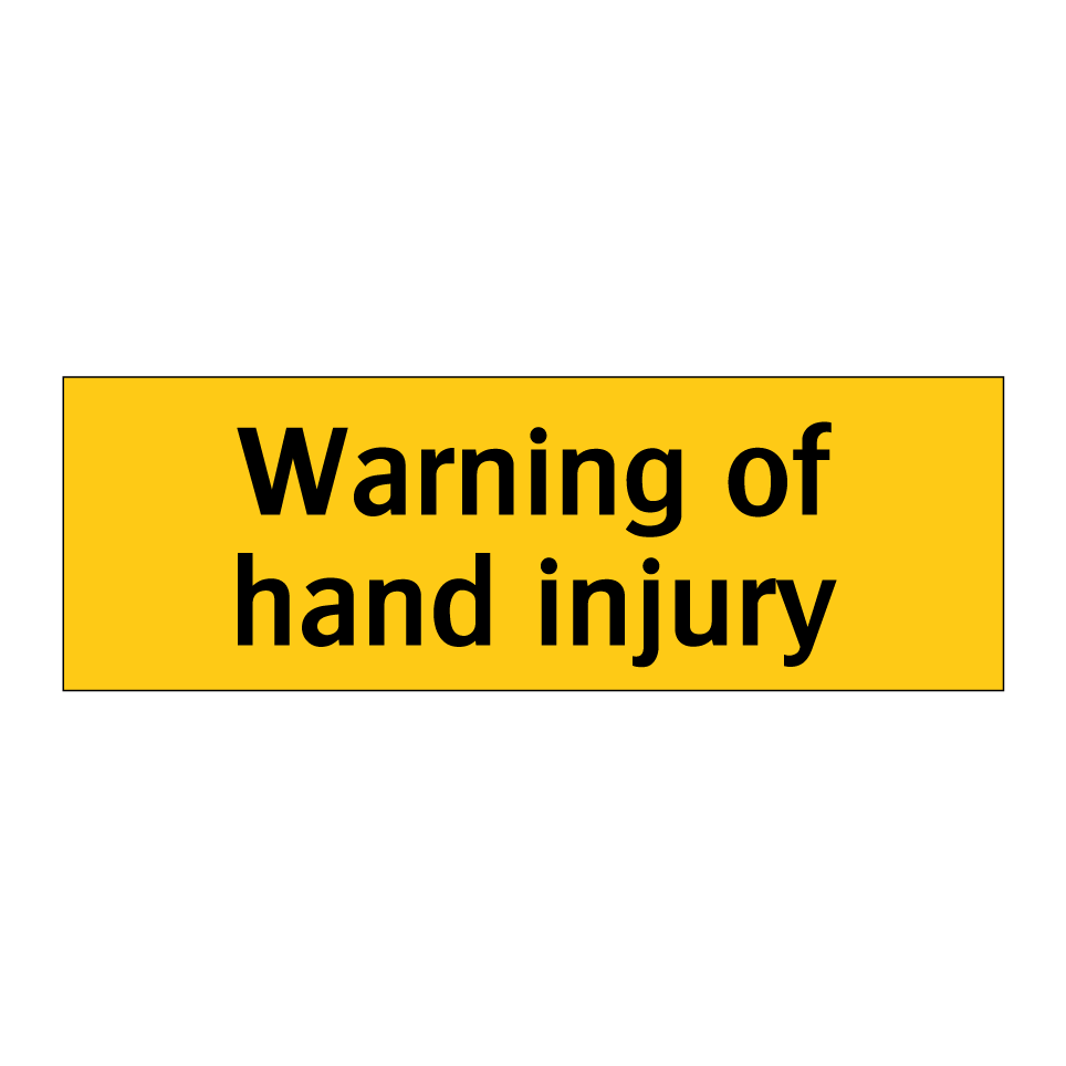 Warning of hand injury