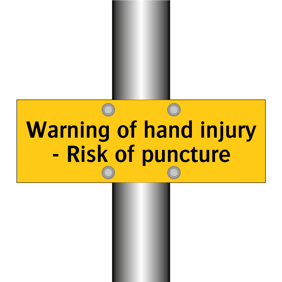 Warning of hand injury - Risk of puncture