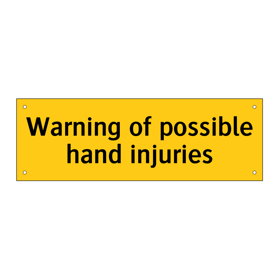 Warning of possible hand injuries