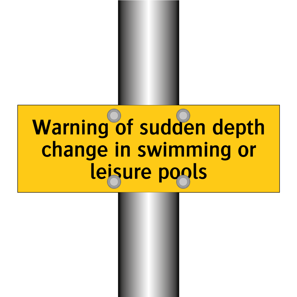 Warning of sudden depth change in swimming or leisure pools