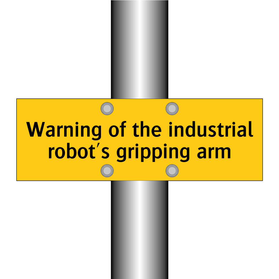 Warning of the industrial robot's gripping arm