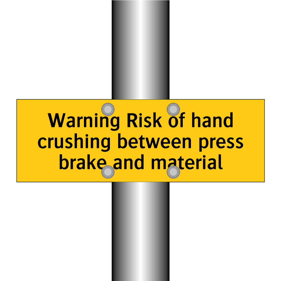 Warning Risk of hand crushing between press brake and material