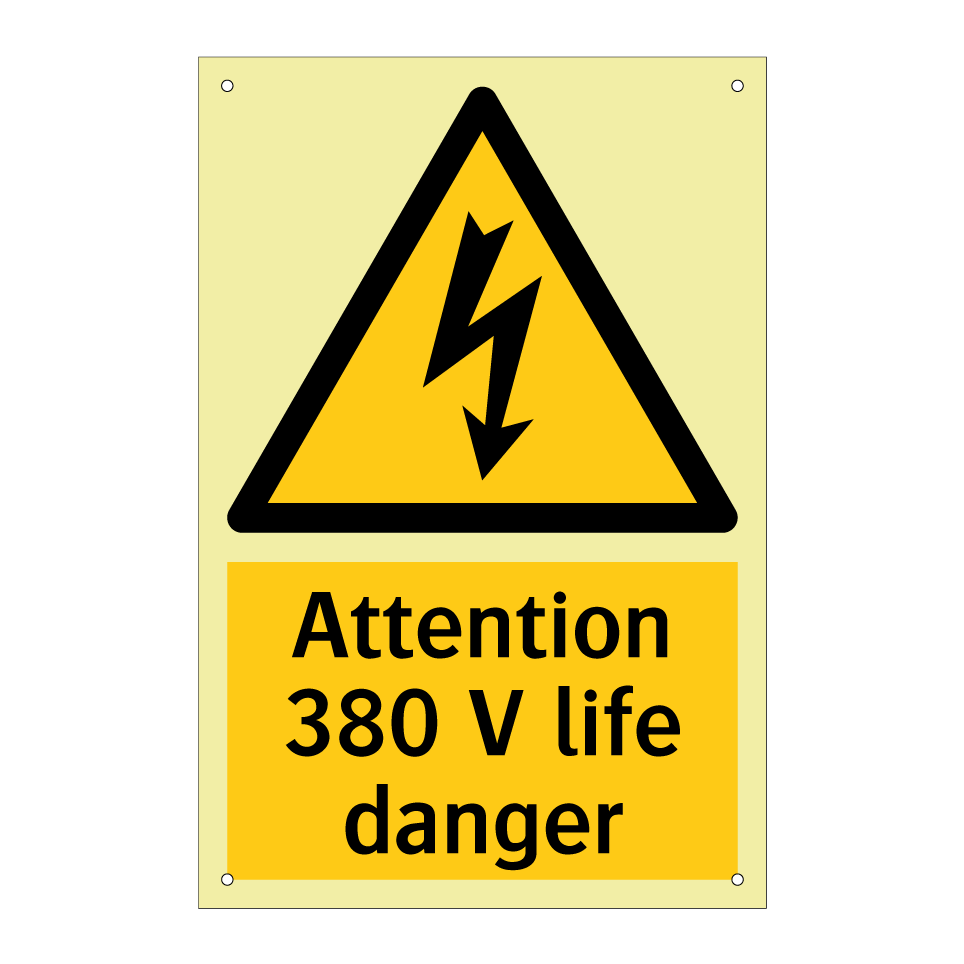 Attention 380 V life danger