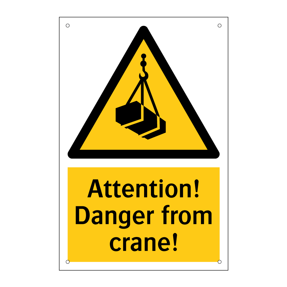 Attention! Danger from crane!