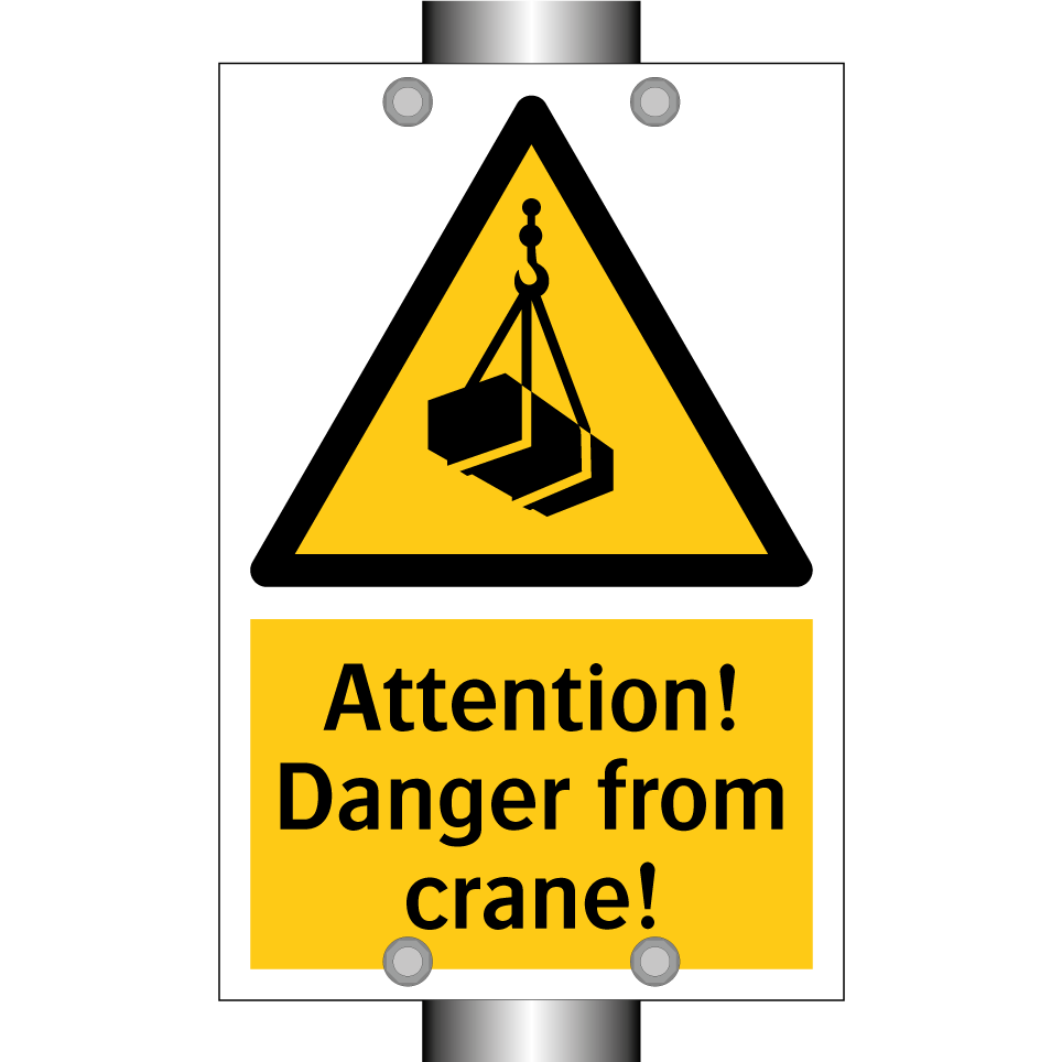 Attention! Danger from crane!