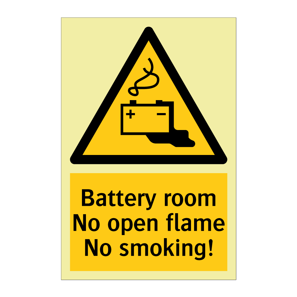 Battery room No open flame No smoking!