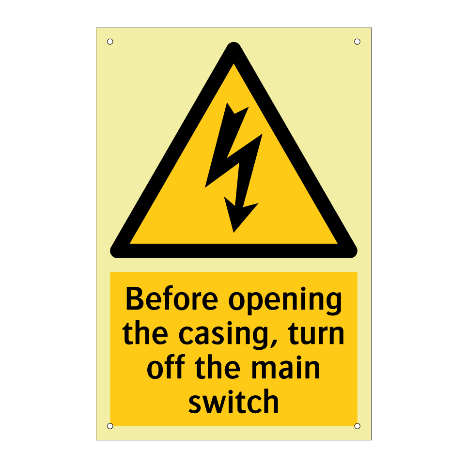 Before opening the casing, turn off the main switch