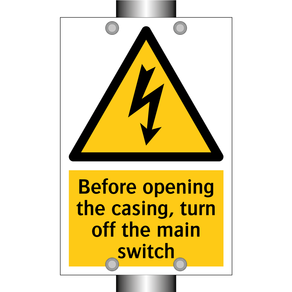 Before opening the casing, turn off the main switch