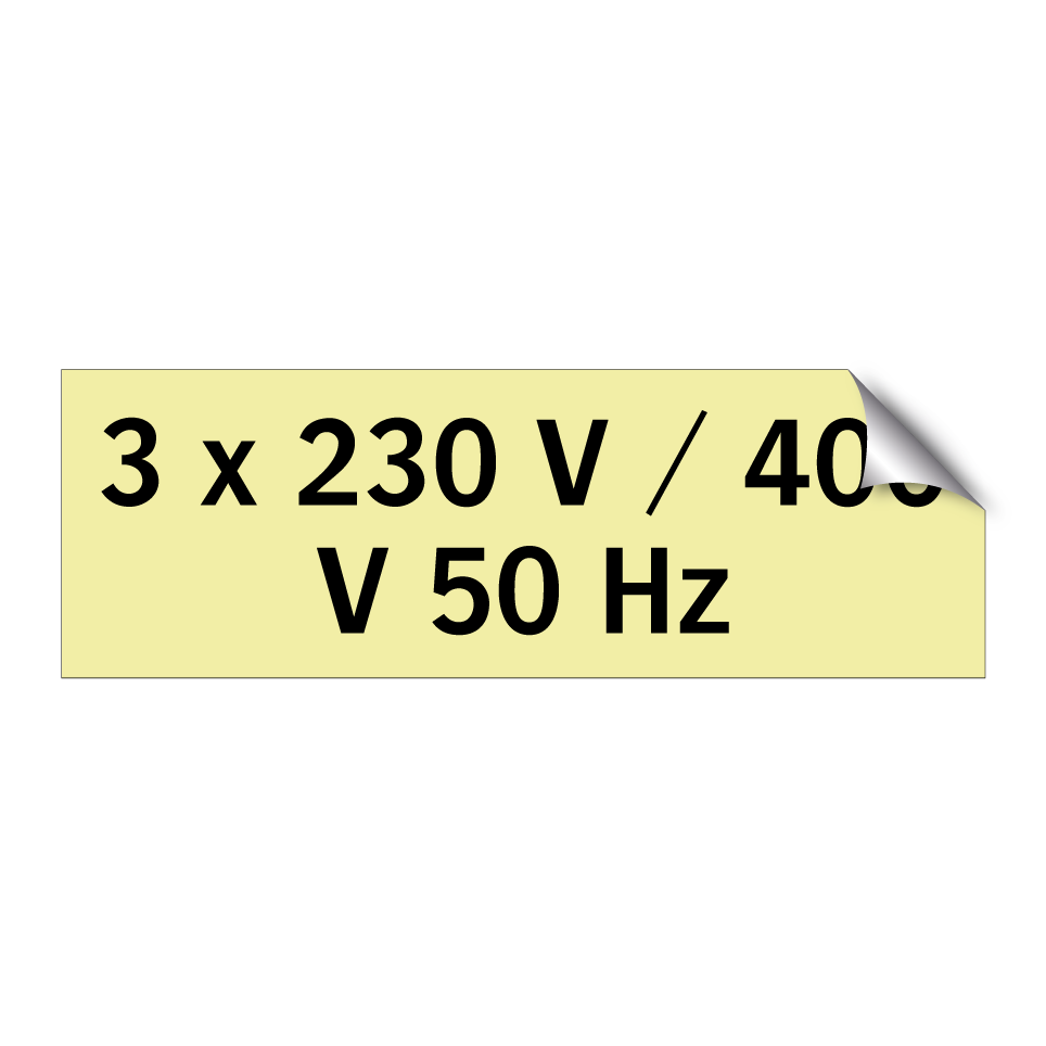 3 x 230 V / 400 V 50 Hz