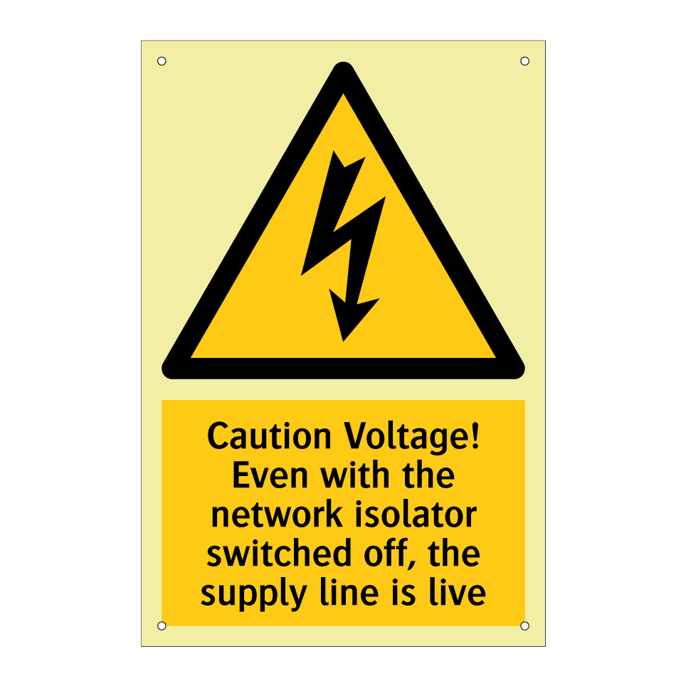 Caution Voltage! Even with the network isolator switched off, the supply line is live