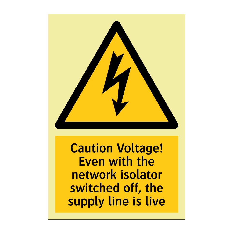 Caution Voltage! Even with the network isolator switched off, the supply line is live