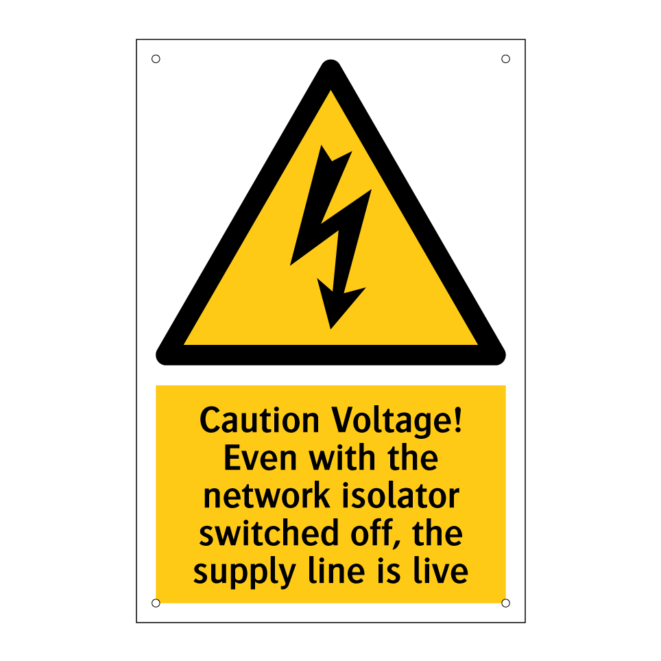 Caution Voltage! Even with the network isolator switched off, the supply line is live