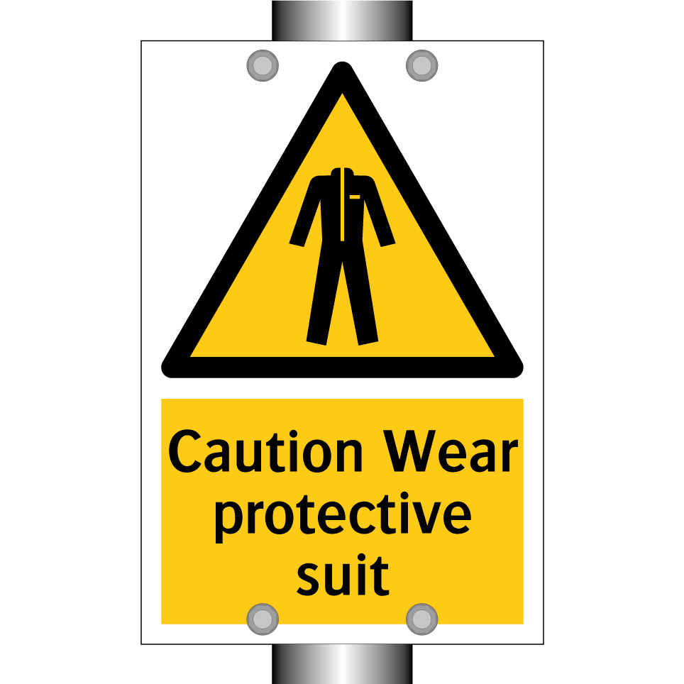 Caution Wear protective suit
