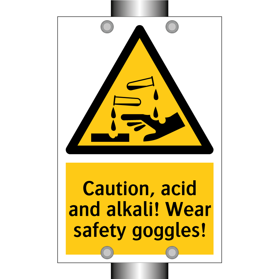 Caution, acid and alkali! Wear safety goggles!