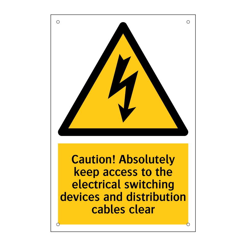 Caution! Absolutely keep access to the electrical switching devices and distribution cables clear