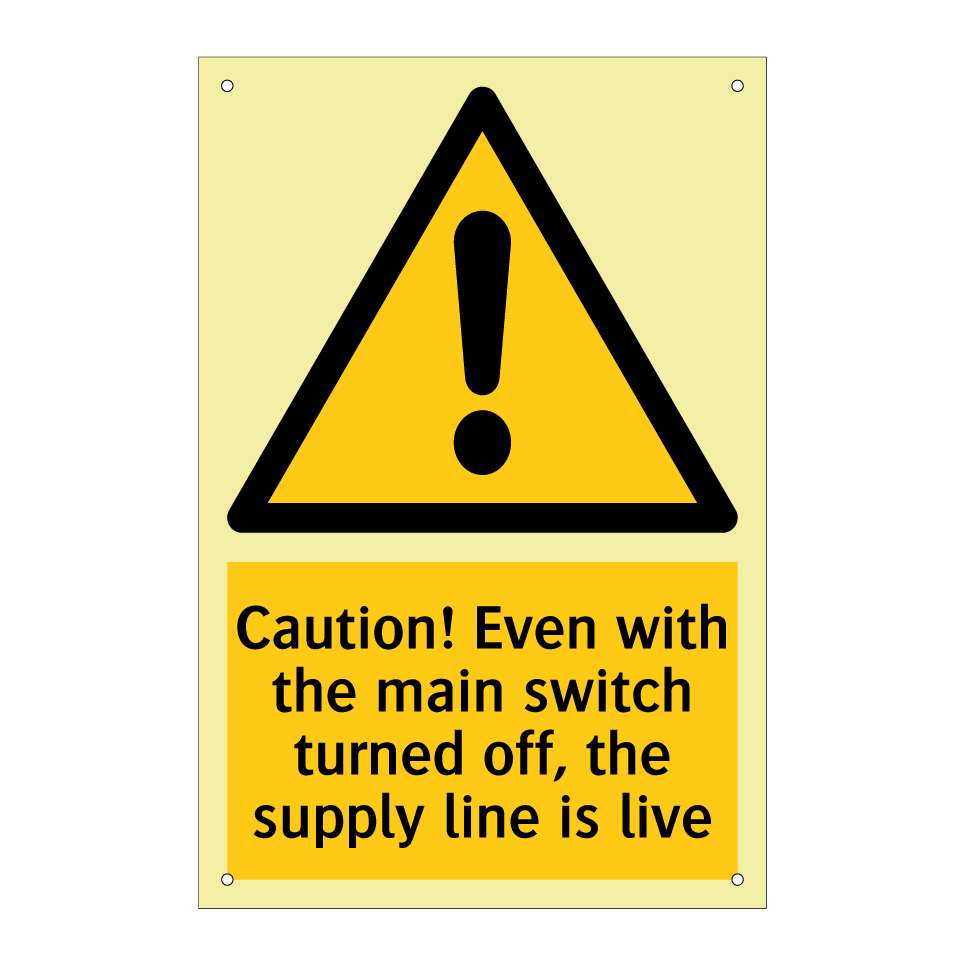 Caution! Even with the main switch turned off, the supply line is live