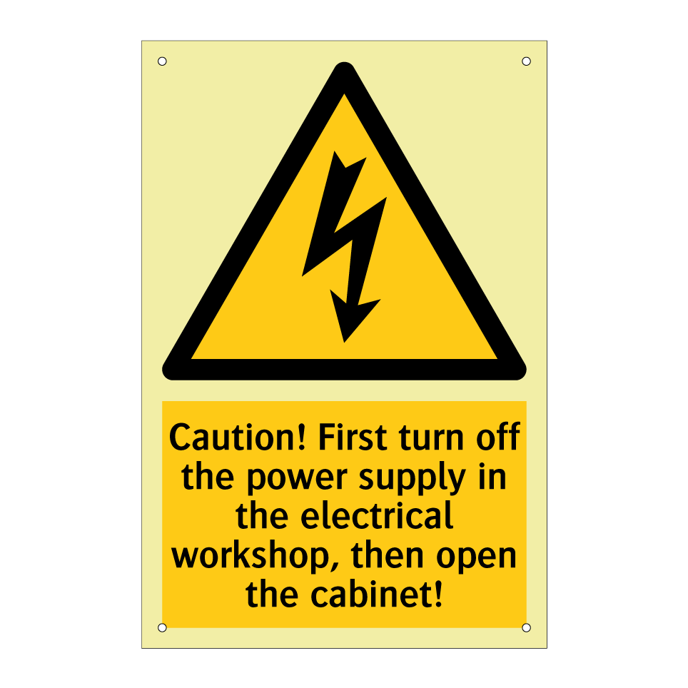 Caution! First turn off the power supply in the electrical workshop, then open the cabinet!
