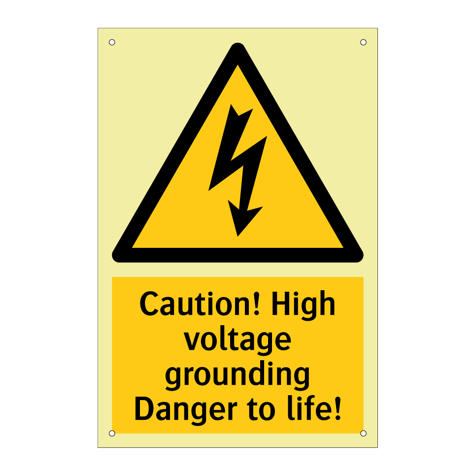 Caution! High voltage grounding Danger to life!