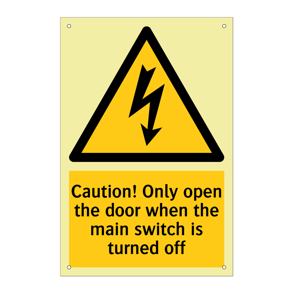 Caution! Only open the door when the main switch is turned off