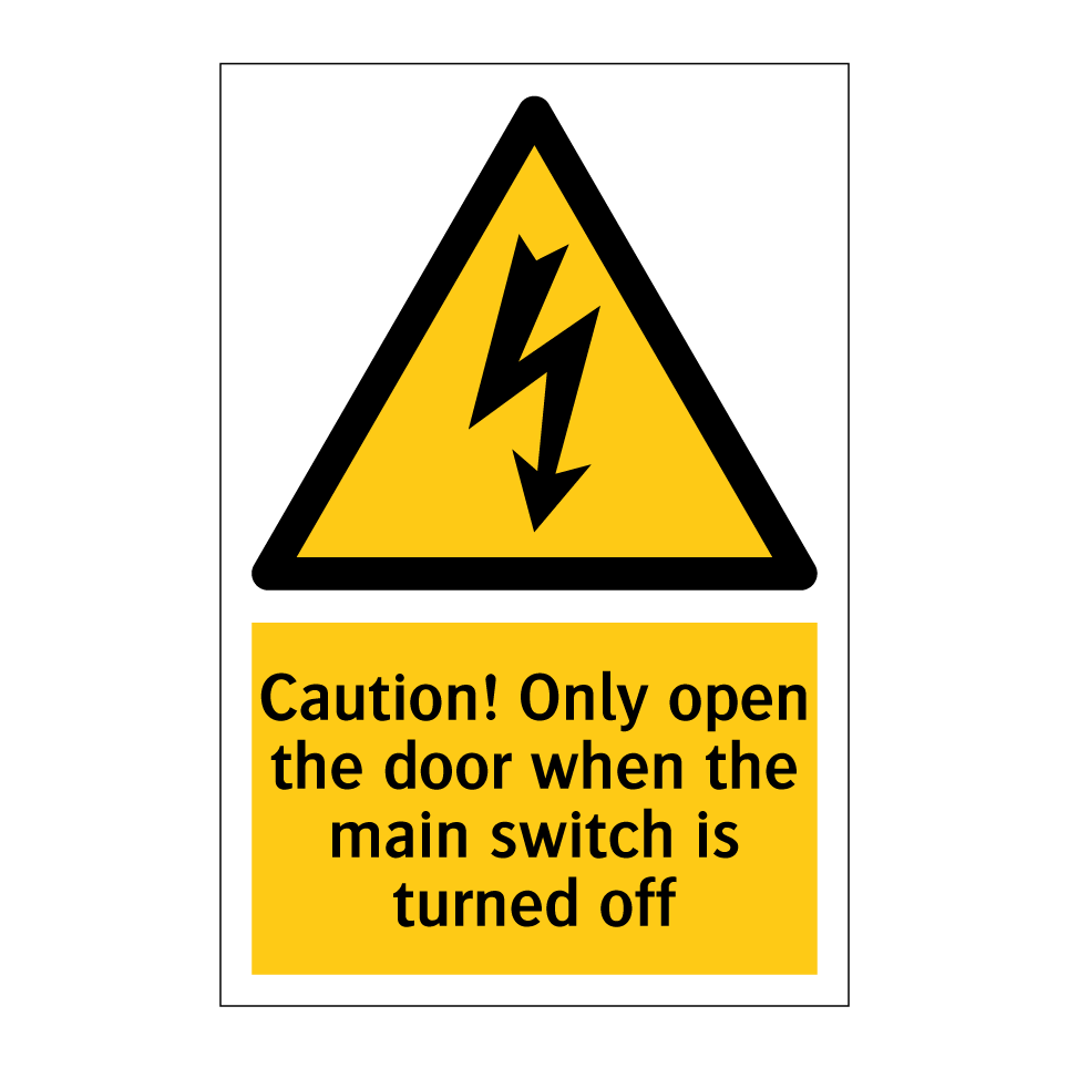 Caution! Only open the door when the main switch is turned off