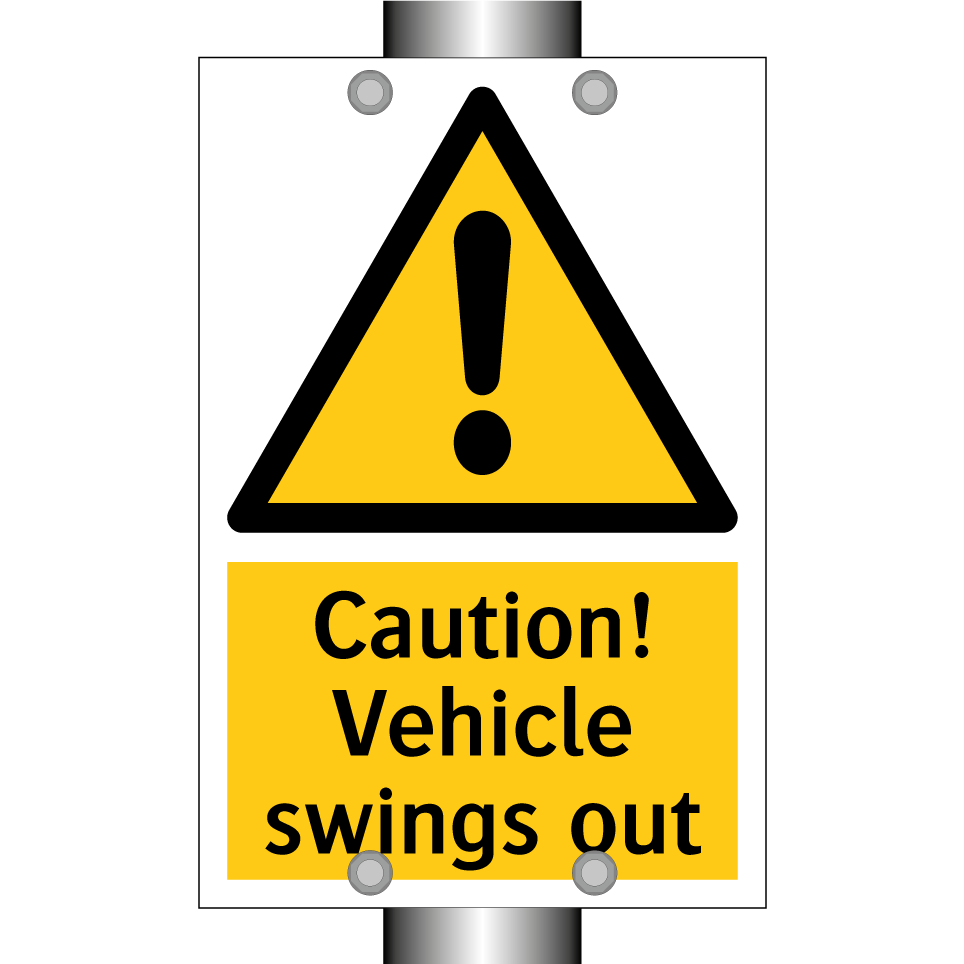Caution! Vehicle swings out