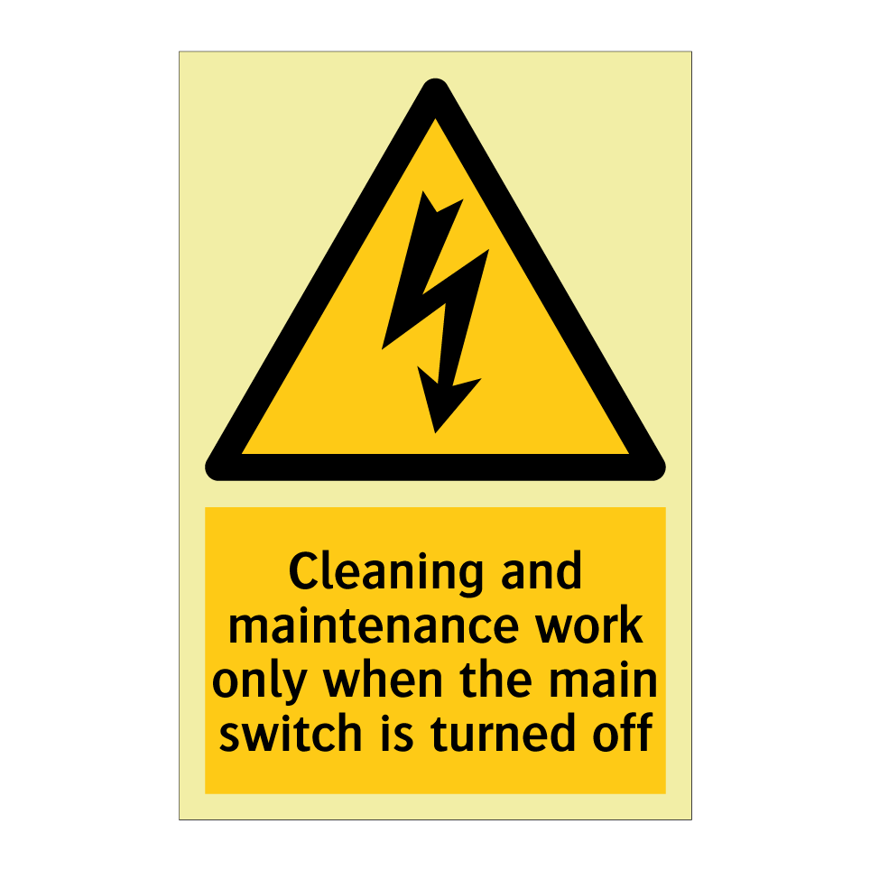 Cleaning and maintenance work only when the main switch is turned off