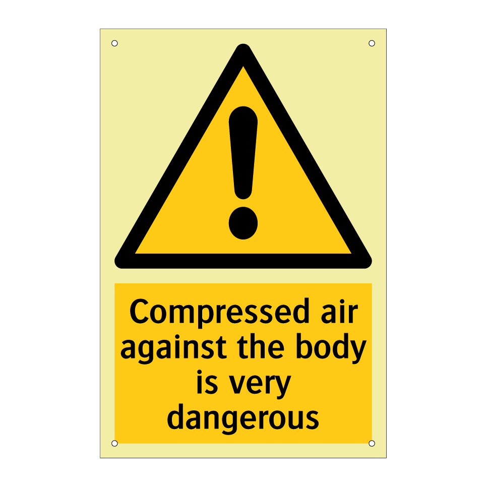 Compressed air against the body is very dangerous