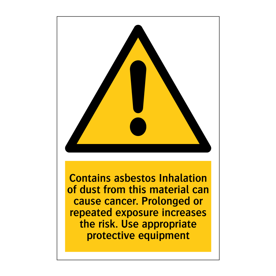 Contains asbestos Inhalation of dust from this material can cause cancer. Prolonged or repeated exposure increases the risk. Use appropriate protective equipment