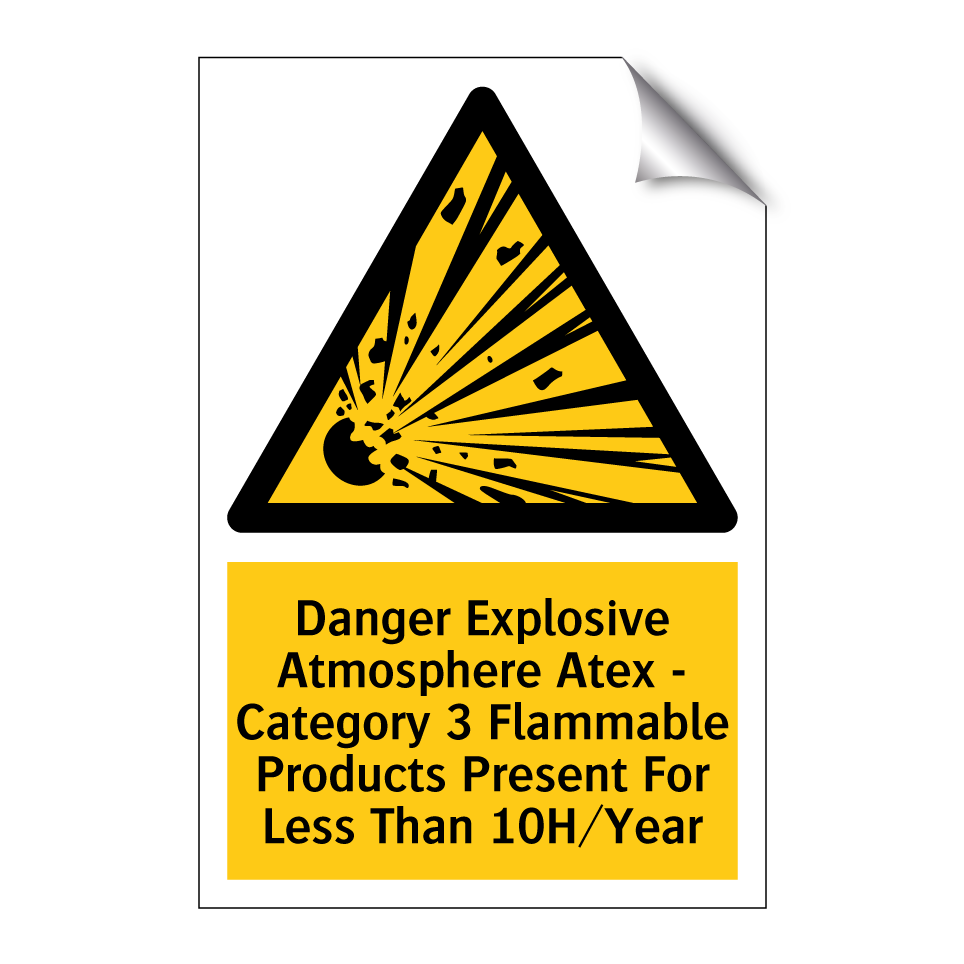 Danger Explosive Atmosphere Atex - Category 3 Flammable Products Present For Less Than 10H/Year