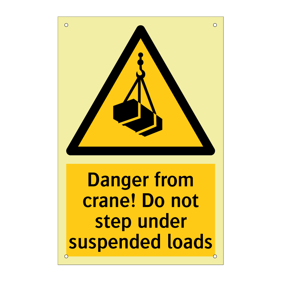 Danger from crane! Do not step under suspended loads