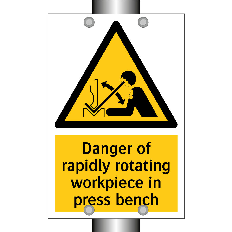 Danger of rapidly rotating workpiece in press bench