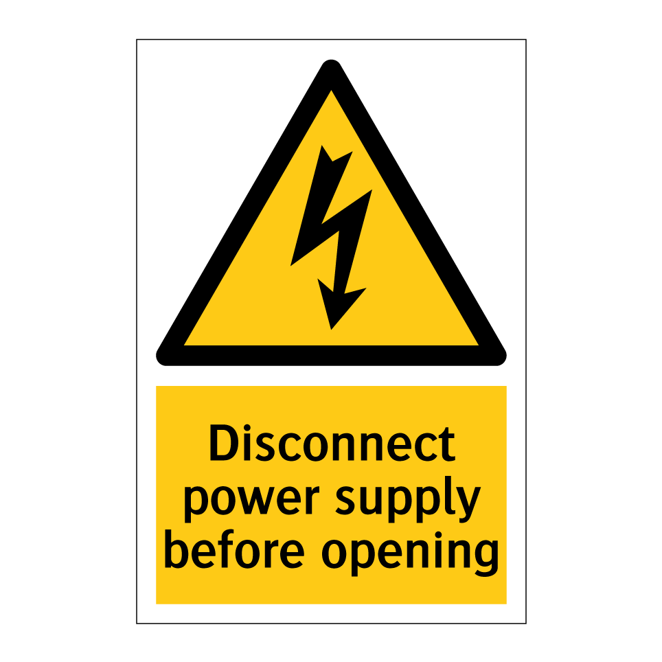 Disconnect power supply before opening