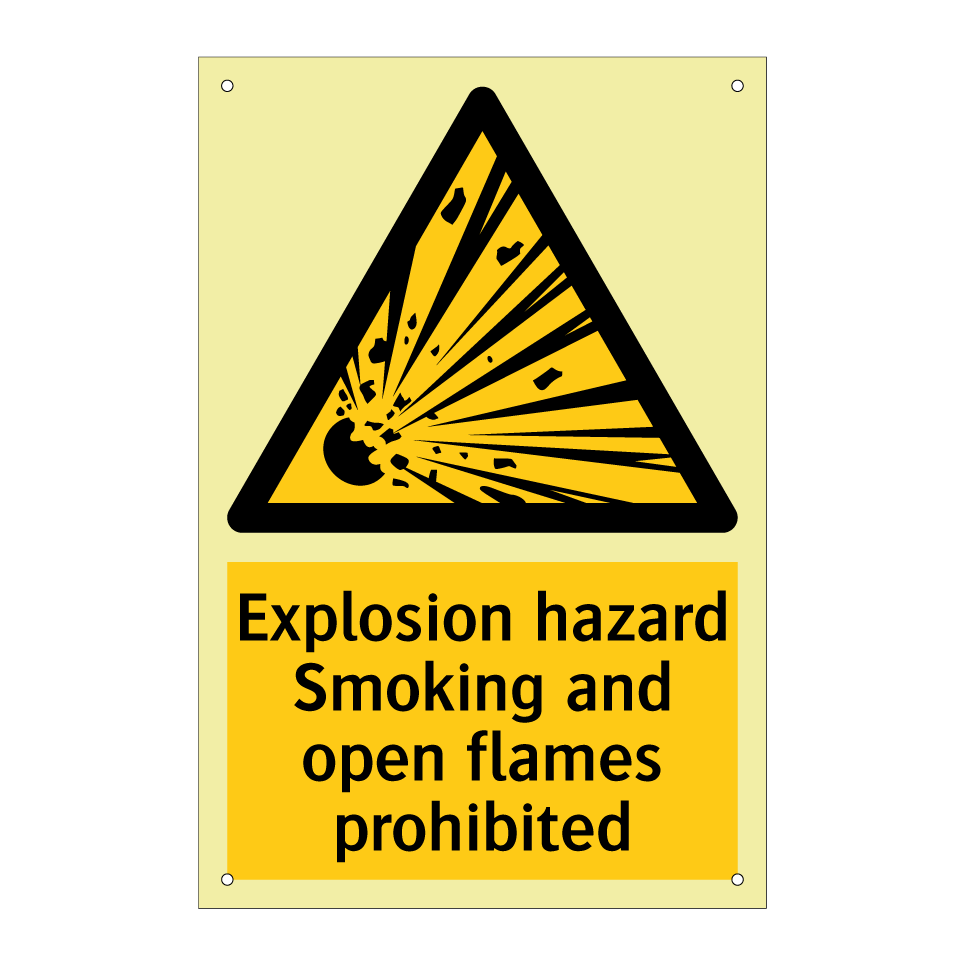 Explosion hazard Smoking and open flames prohibited