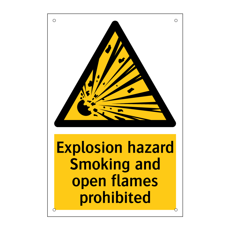 Explosion hazard Smoking and open flames prohibited