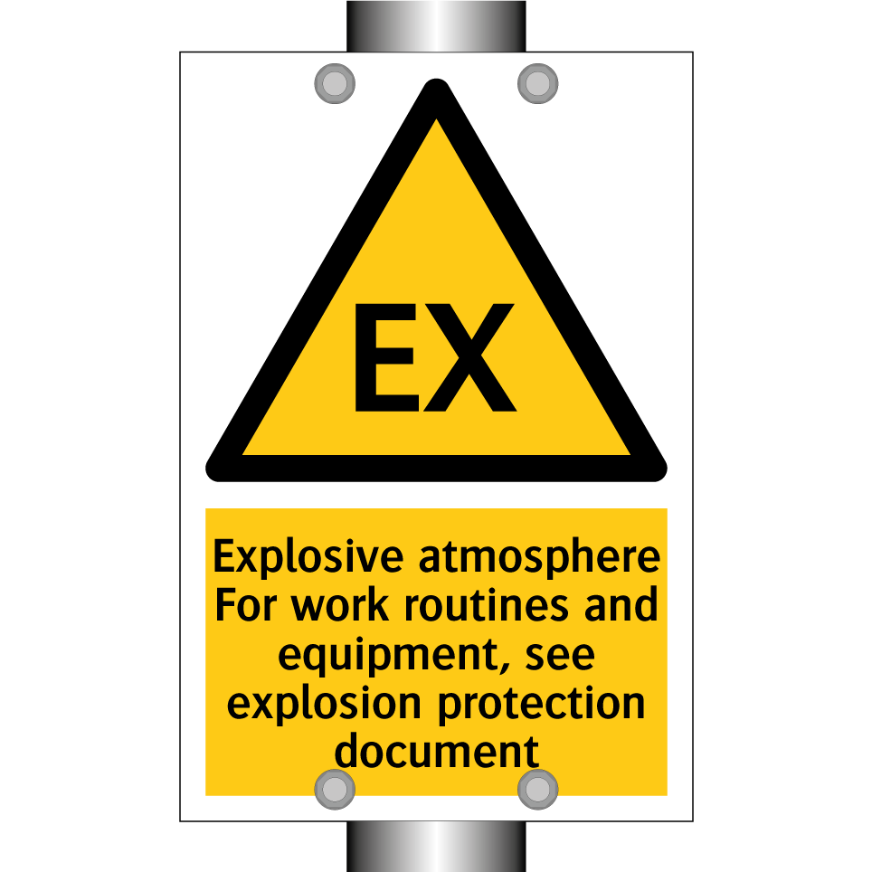 Explosive atmosphere For work routines and equipment, see explosion protection document