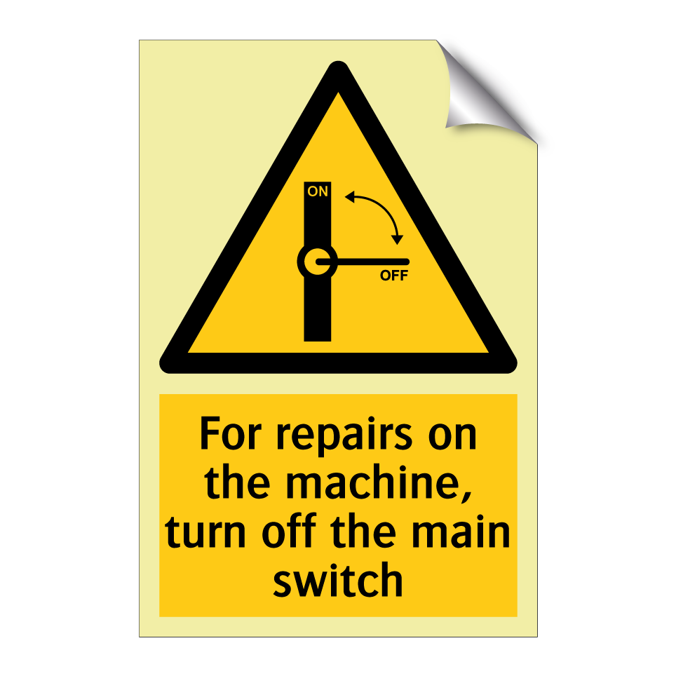 For repairs on the machine, turn off the main switch