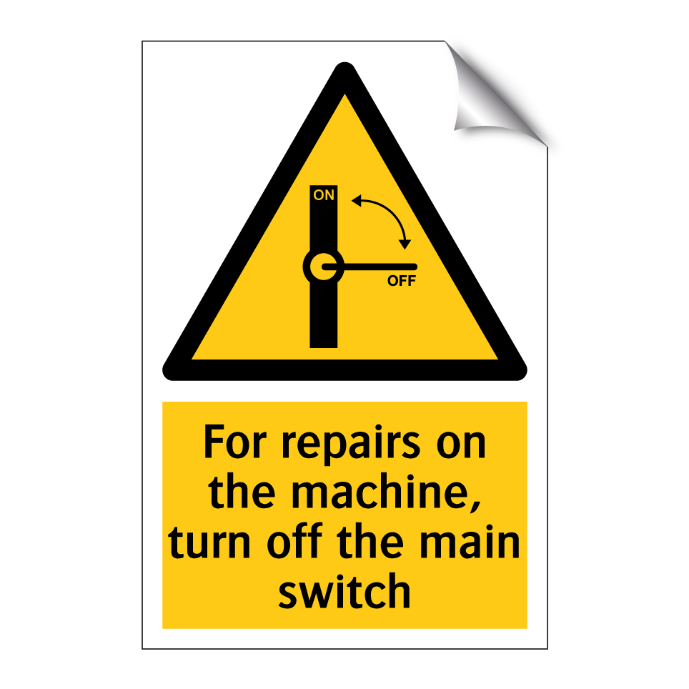 For repairs on the machine, turn off the main switch