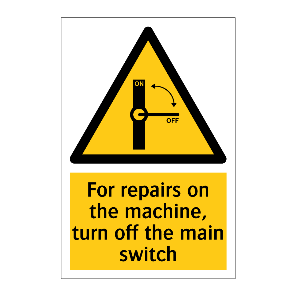 For repairs on the machine, turn off the main switch