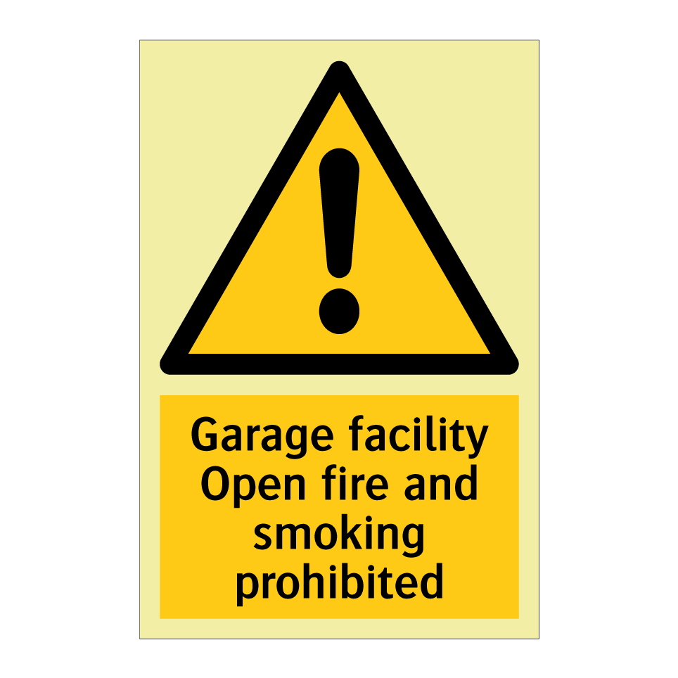 Garage facility Open fire and smoking prohibited