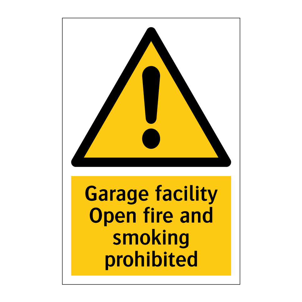 Garage facility Open fire and smoking prohibited