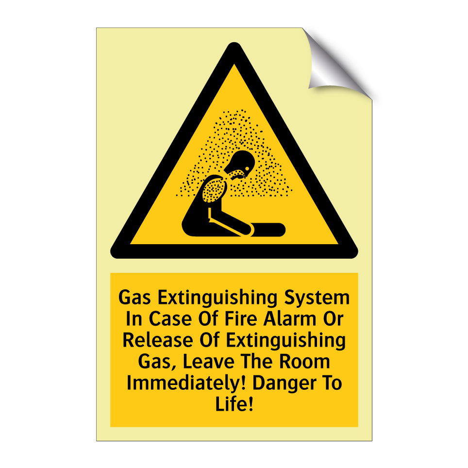 Gas Extinguishing System In Case Of Fire Alarm Or Release Of Extinguishing Gas, Leave The Room Immediately! Danger To Life!