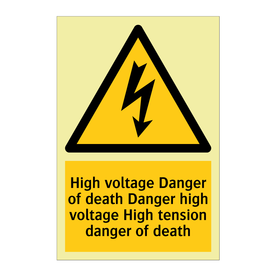 High voltage Danger of death Danger high voltage High tension danger of death